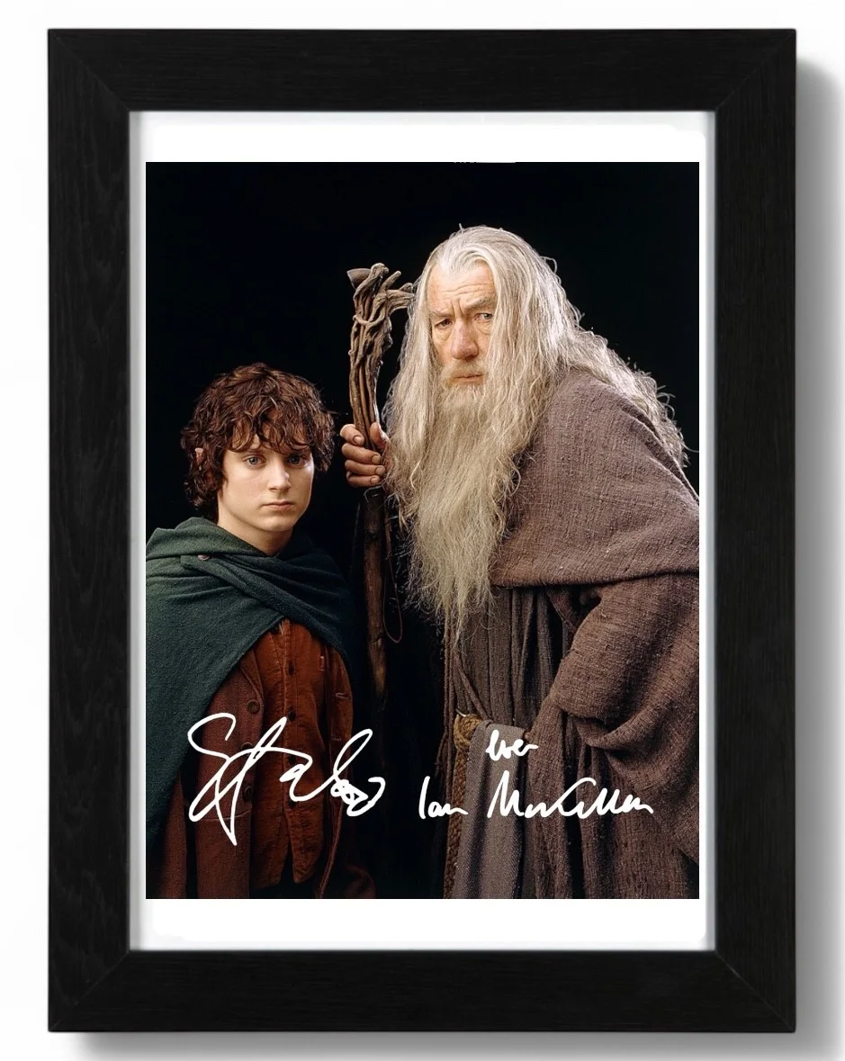 Elijah Wood / Ian Mckellen Signed Autograph PHOTO Pre Print / Framed LOTR, image 2