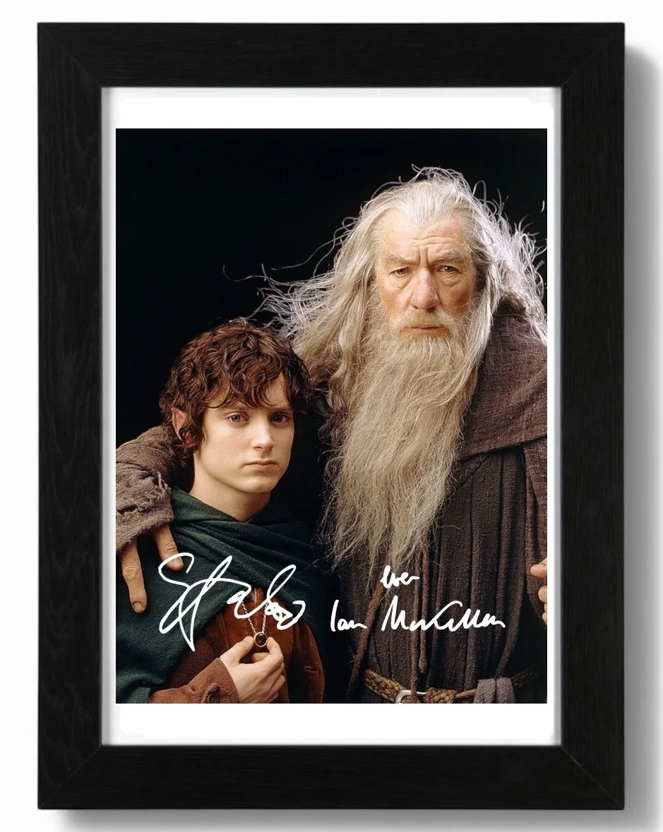 Elijah Wood / Ian Mckellen Signed Autograph PHOTO Pre Print / Framed LOTR, image 2