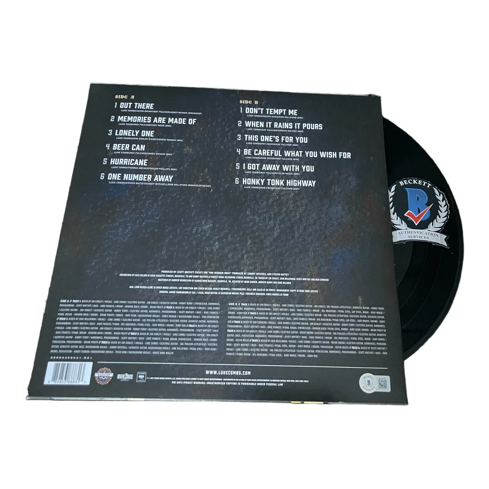 LUKE COMBS SIGNED AUTOGRAPH THIS ONE'S FOR YOU ALBUM LP VINYL BAS BECKETT, image 2
