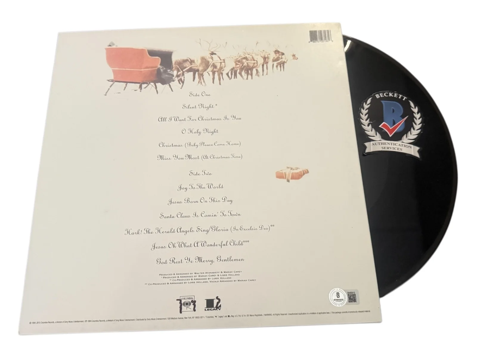MARIAH CAREY SIGNED AUTOGRAPH MERRY CHRISTMAS ALBUM LP VINYL BECKETT BAS, изображение 2
