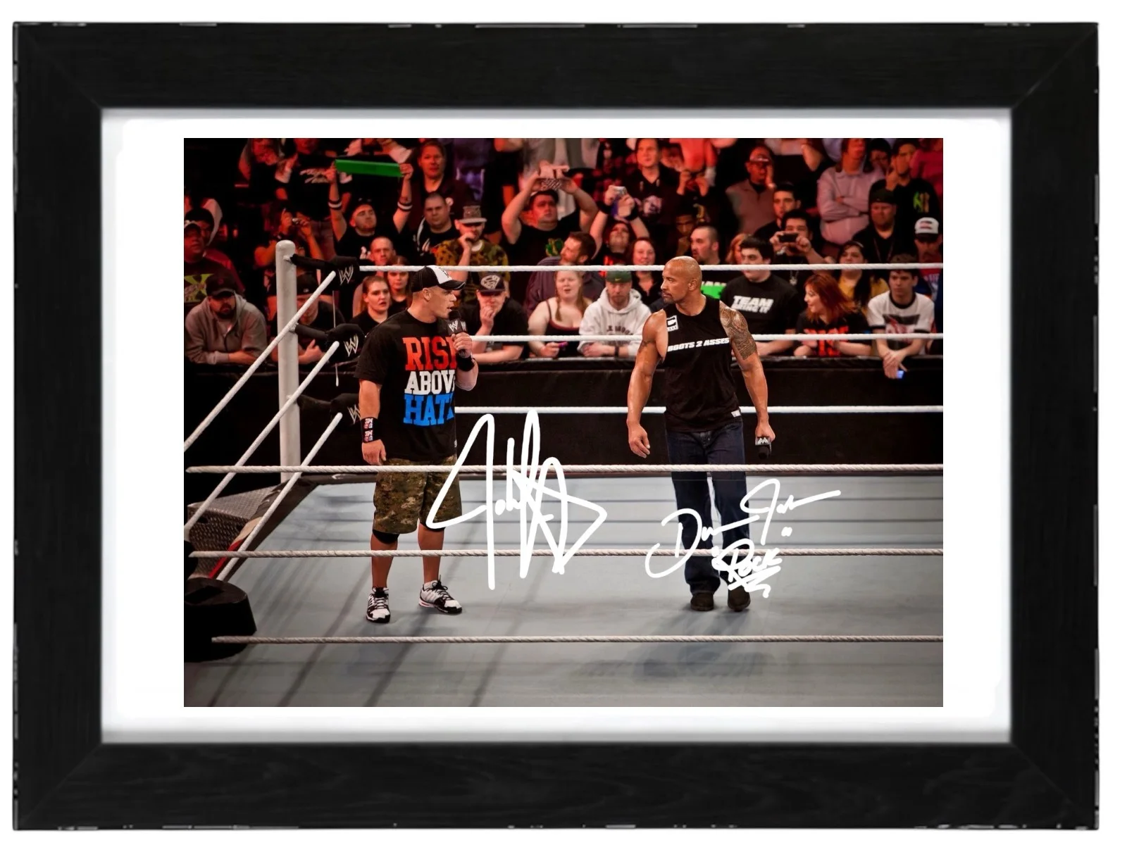John Cena / The Rock Signed Autograph PHOTO Pre Print / Framed Wrestling / WWE, изображение 2