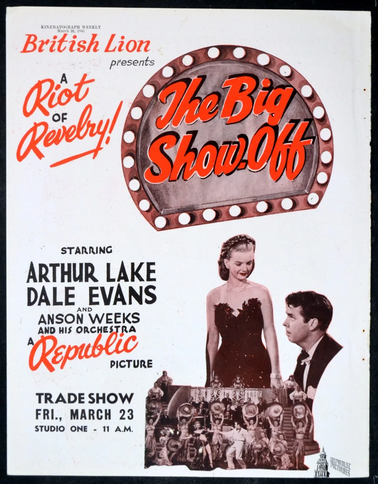 GRISSLY’S MILLIONS 1945 Paul Kelly, Virginia Grey, Donald Douglas TRADE ADVERT, изображение 2