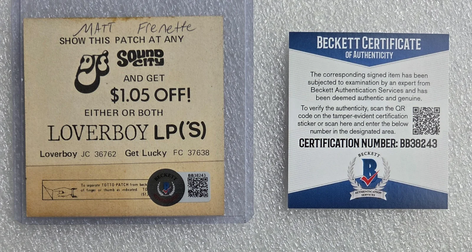 MARK FRENETTE LOVERBOY BAS BECKETT COA SIGNED AUTOGRAPHED DRUMMER MUSIC BAND, изображение 2
