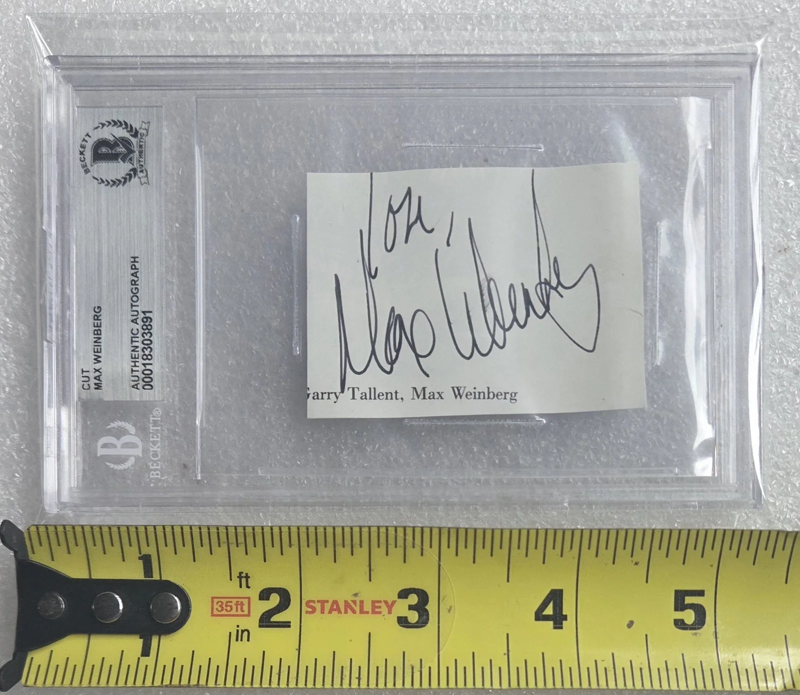 MAX WEINBERG BAS BECKETT COA SIGNED SLABBED AUTOGRAPHED CONAN DRUMMER E STREET, изображение 2