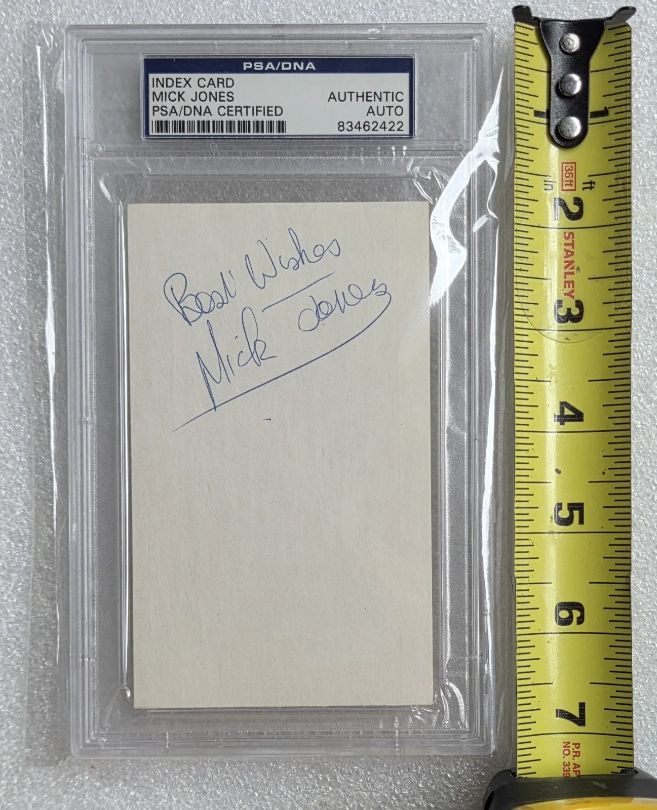 MICK JONES PSA DNA SLABBED INDEX CARD SIGNED AUTOGRAPHED SLAB FORIEGNER BAND, image 2