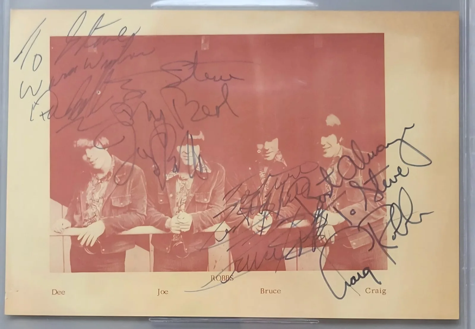 THE ROBBS BAS BECKETT COA SIGNED PHOTO AUTOGRAPHED SLABBED MUSIC BAND SLAB, изображение 2