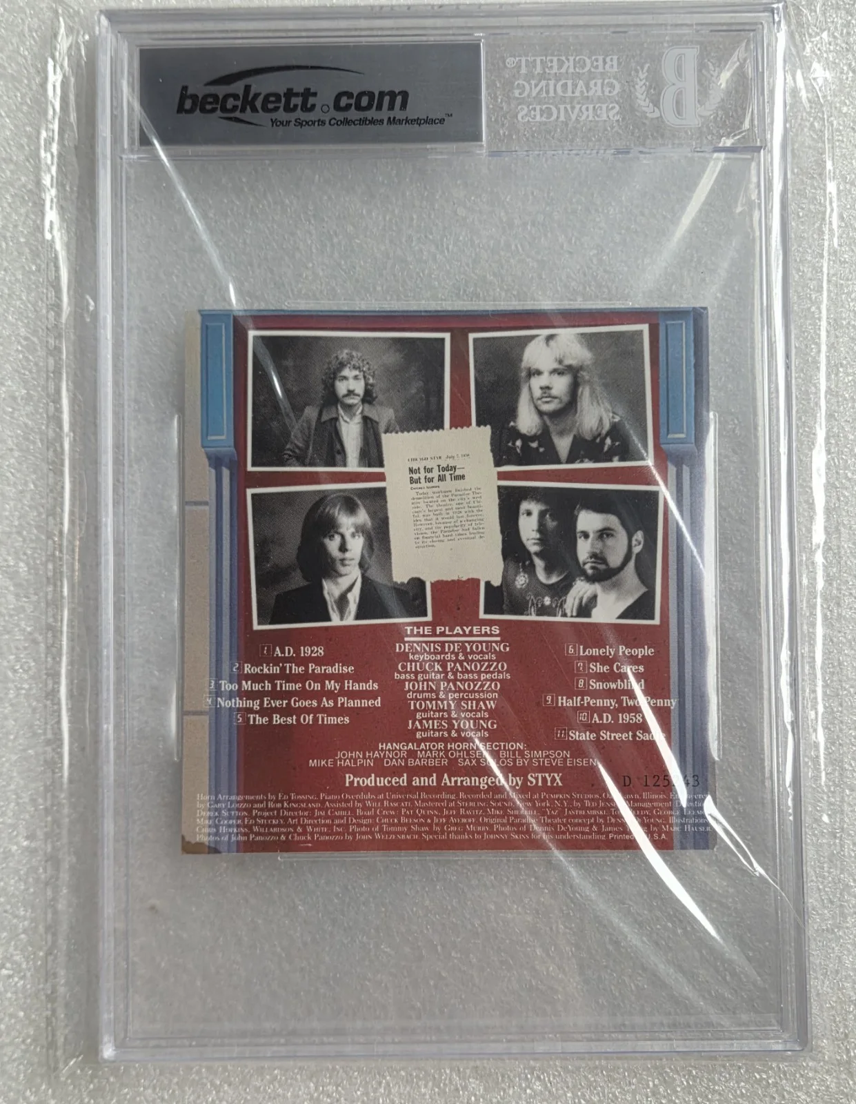JAMES YOUNG SIGNED CD COVER BECKETT BAS COA STYX BAND AUTOGRAPHED SLABBED SLAB, image 4