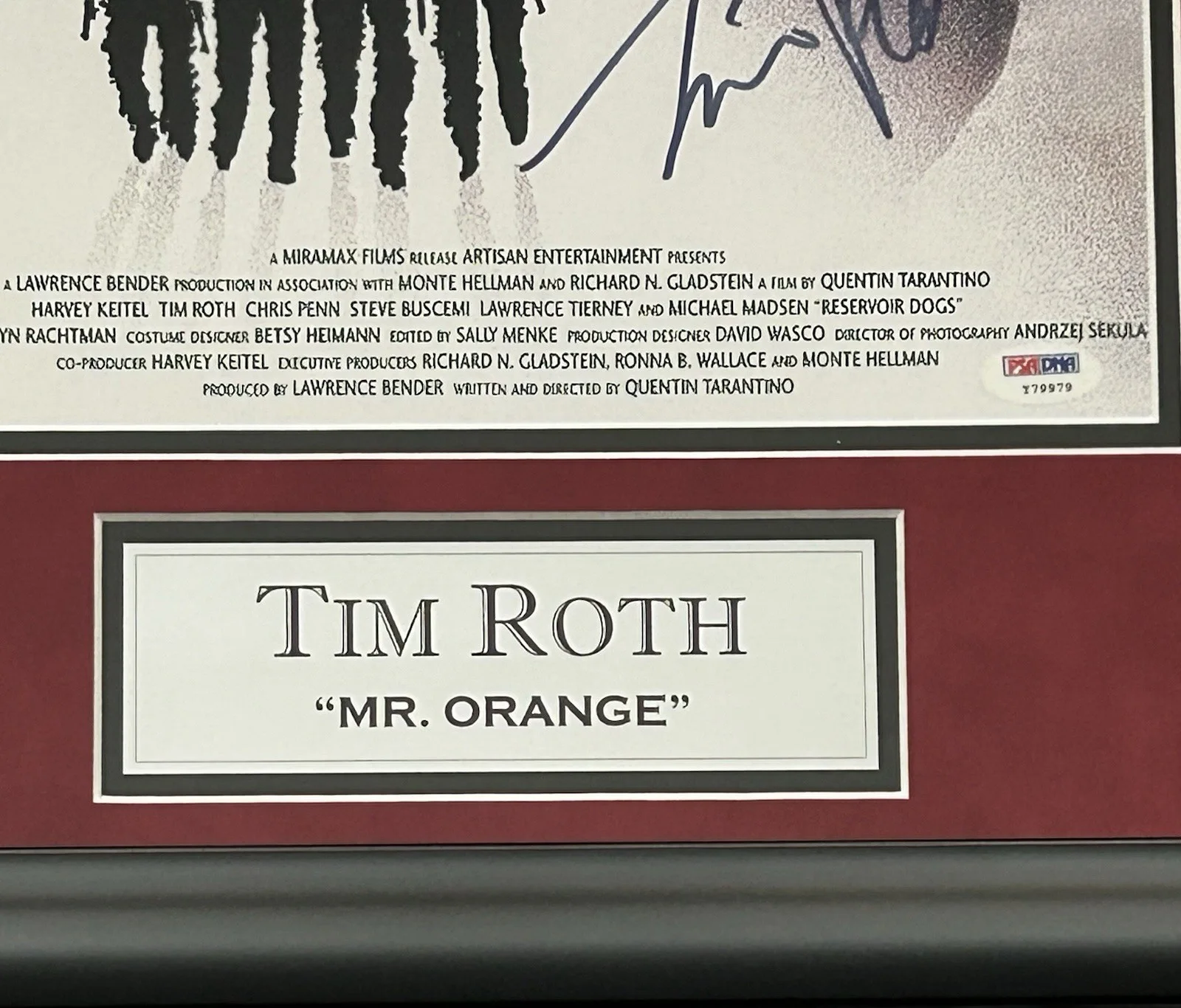 Reservoir Dogs Signed Poster Autographed Tom Roth PSA 17x25 Framed, изображение 4