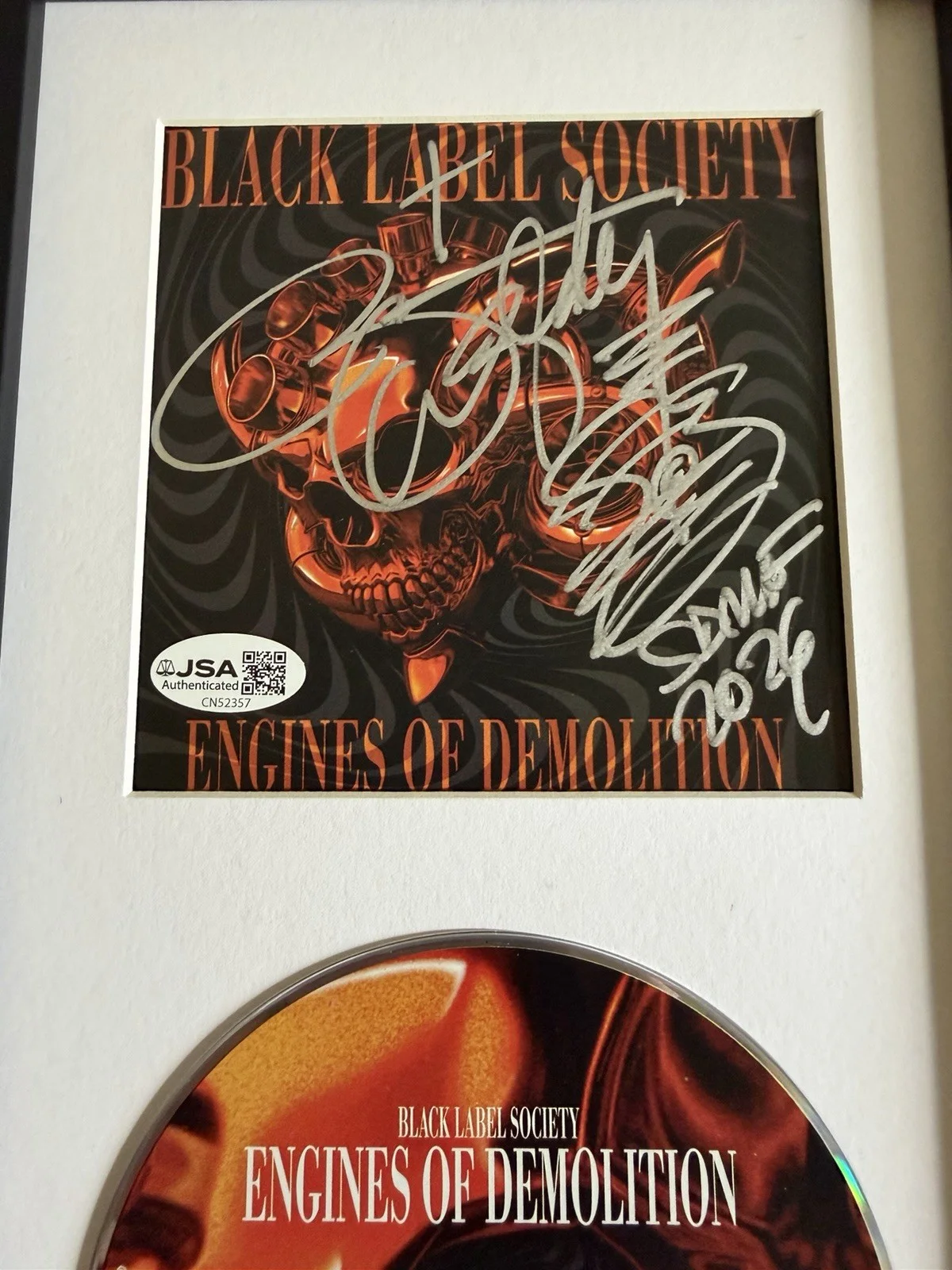 ZAKK WYLDE SIGNED BLACK LABEL SOCIETY ‘ENGINES OF DEMOLITION’ FRAMED CD JSA COA, image 2