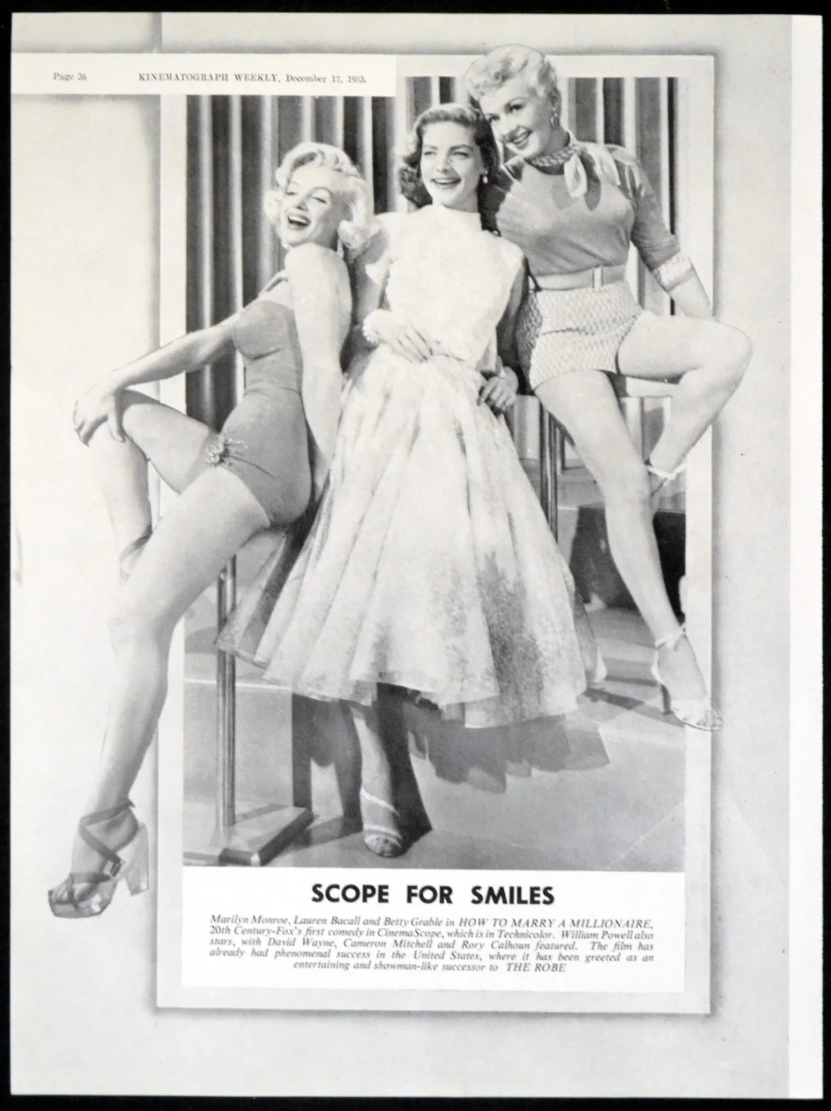 RIVER OF NO RETURN * HOW TO MARRY A MILLIONAIRE * JULIUS CAESAR 1954 KINE PAGES, изображение 2