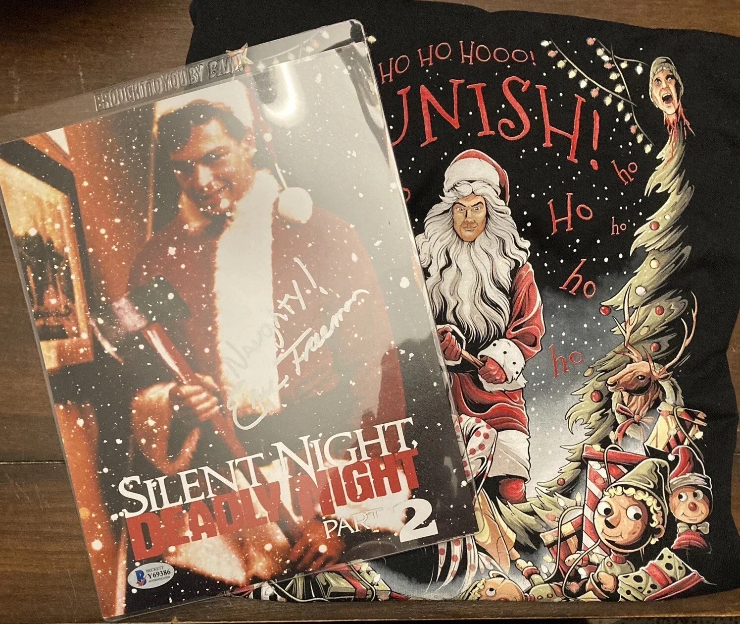 Eric Freeman — Silent Night Deadly Night Eric Freeman Signed Photo + Tee Shirt 2X 80s Horror
