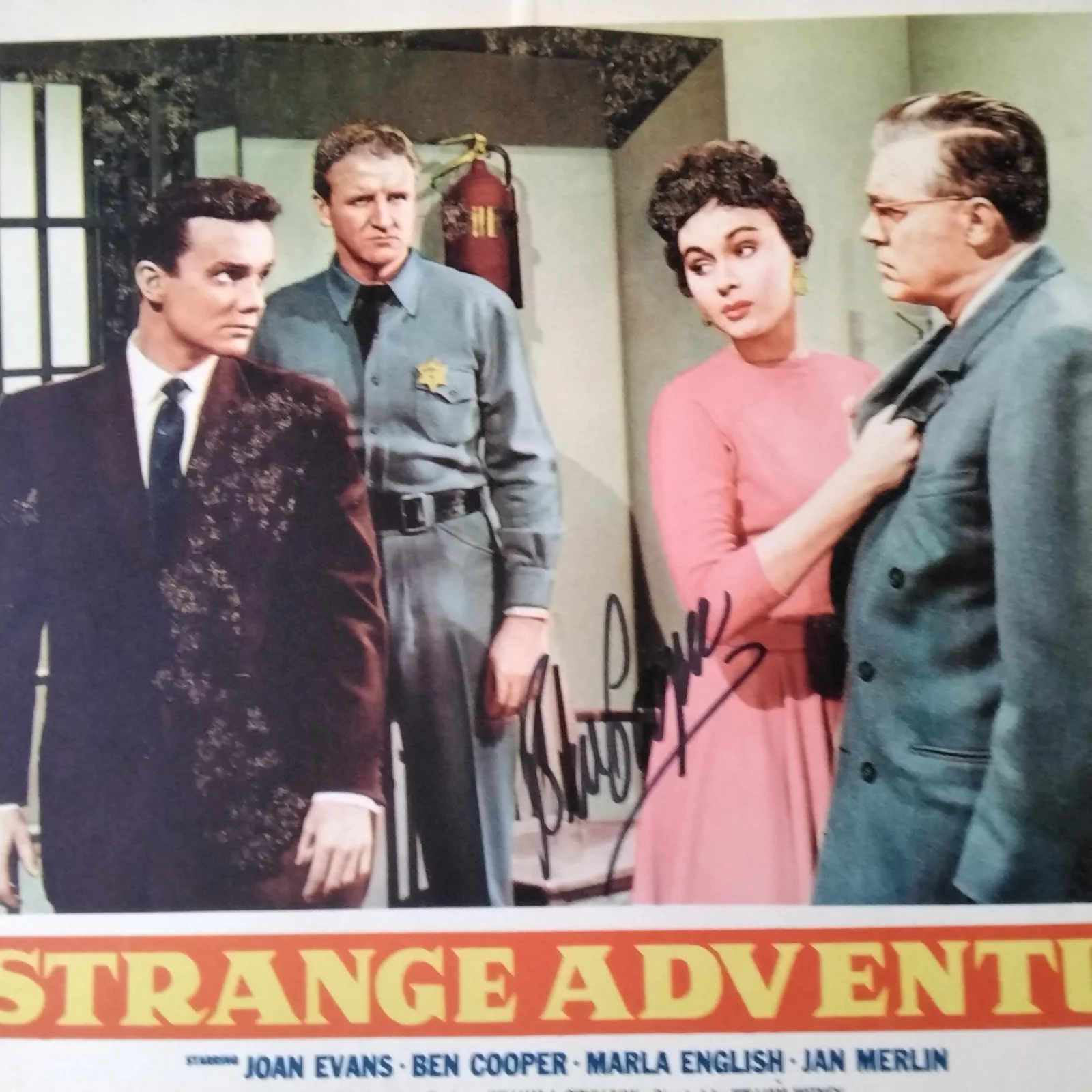 Ben Cooper SIGNED Lobby Card 1956 A Strange Adventure Joan Evans Marla English, image 3