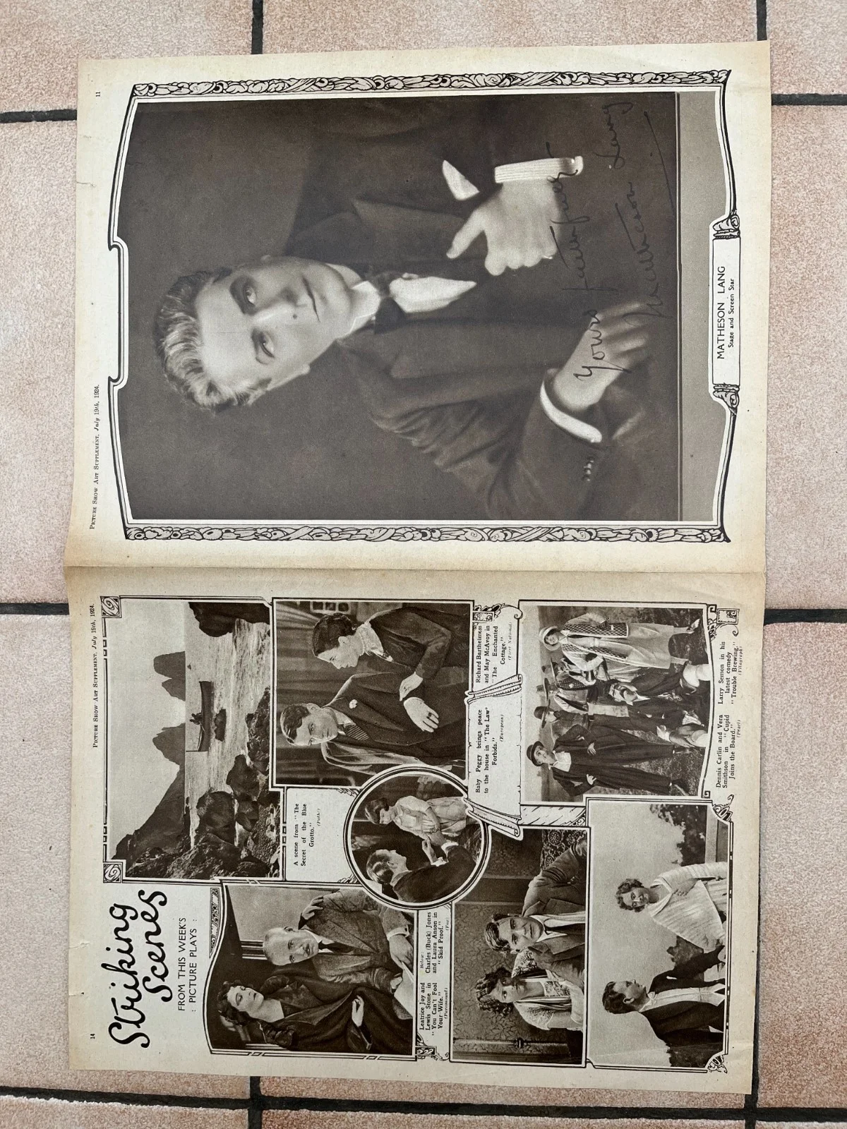 Vintage GLORIA SWANSON "Picture Show Supplement" Portrait 1924, изображение 2