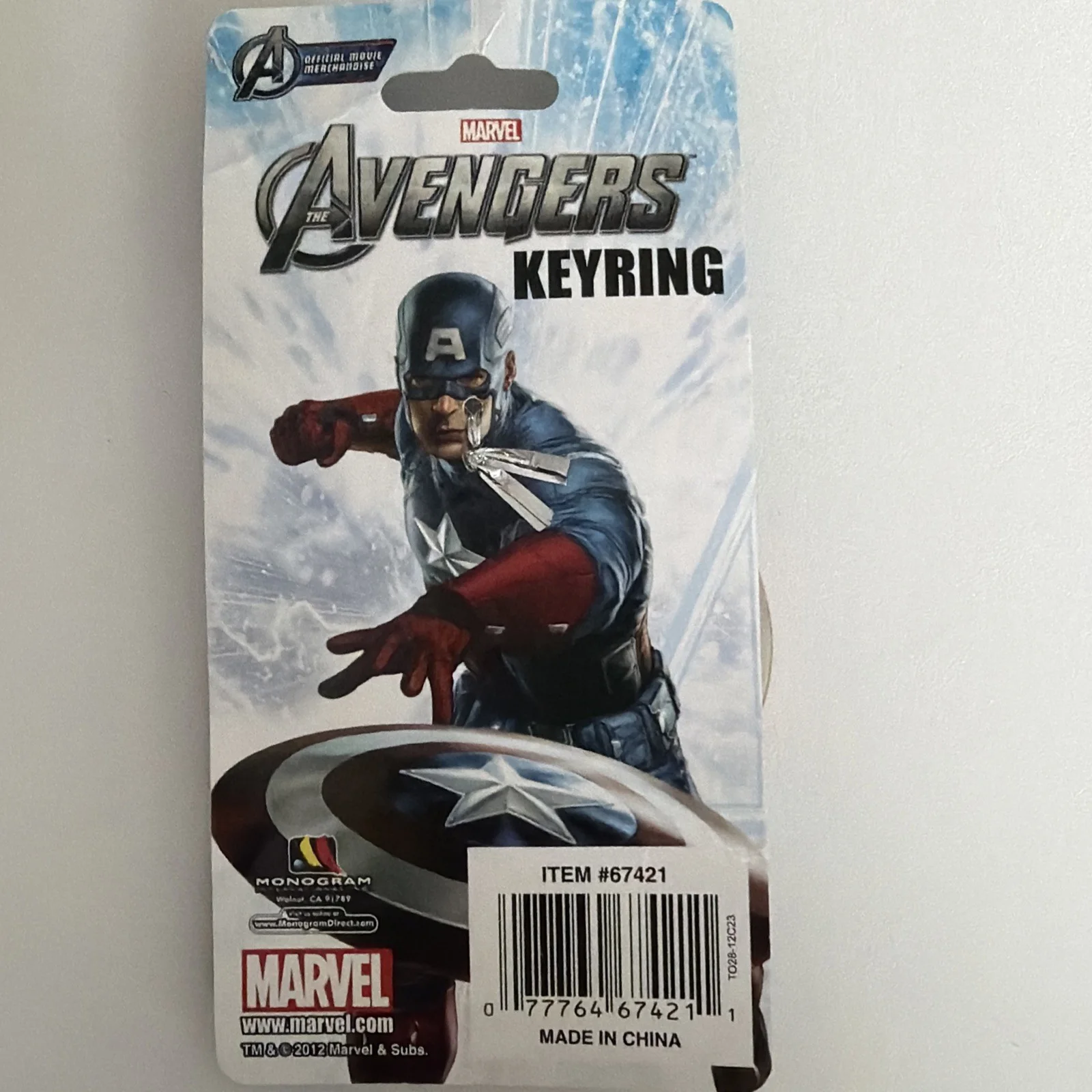 Official Marvel Avengers Captain America Shield Metal Keyring Brand New #67421, image 2