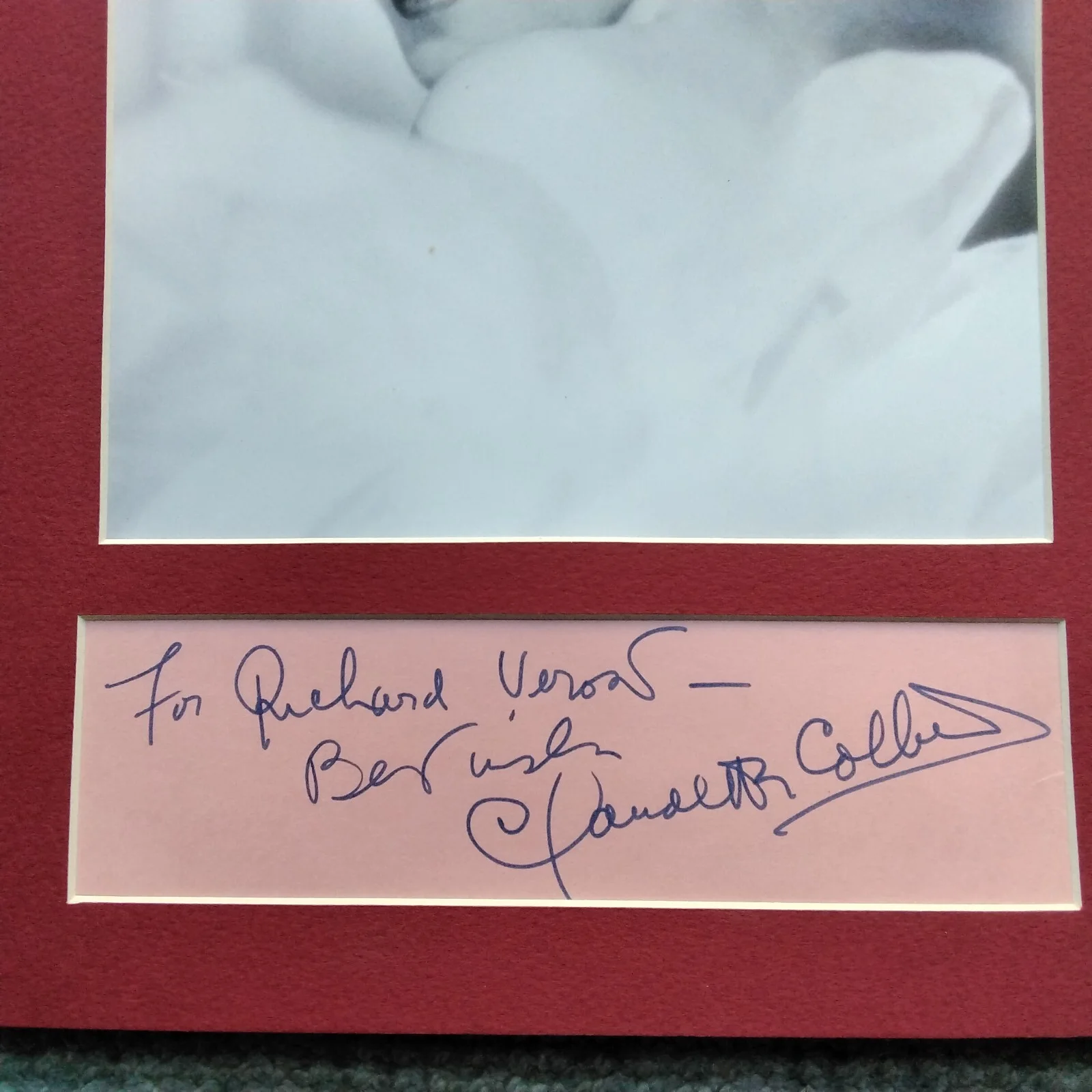 Claudette Colbert SIGNED Paper Photo Movie Actress Happened 1 Nite Since U Away, изображение 3