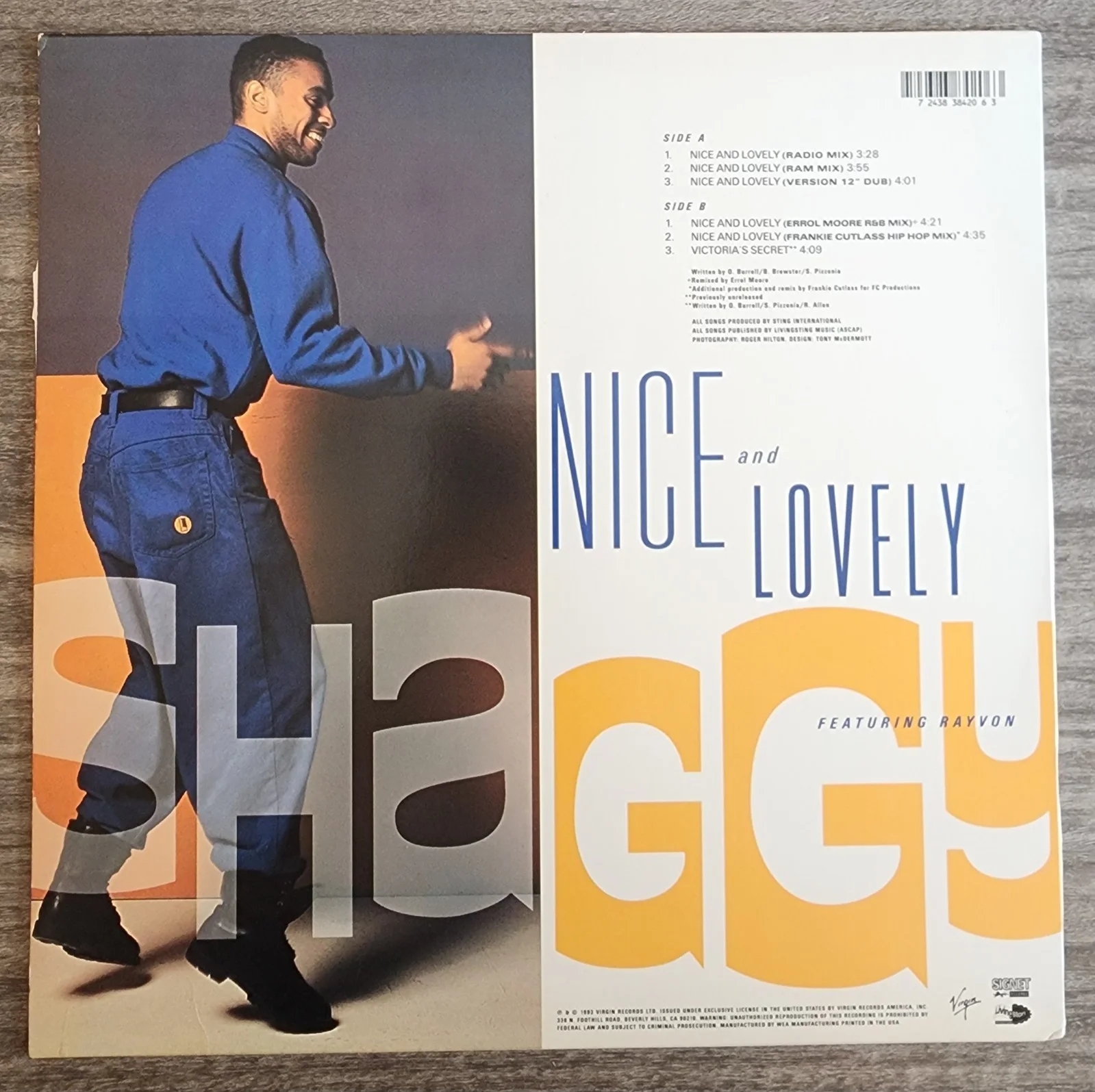 Shaggy Signed Nice And Lovely 12" Single Vinyl Record Album Reggae Legend RAD, изображение 2