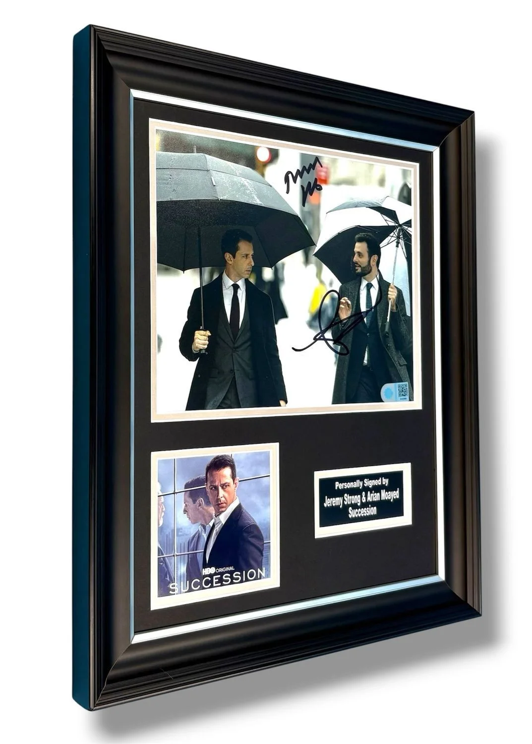 Arian Moayed & Jeremy Strong Signed Photo Framed & SWAU COA Succession Poster, изображение 2