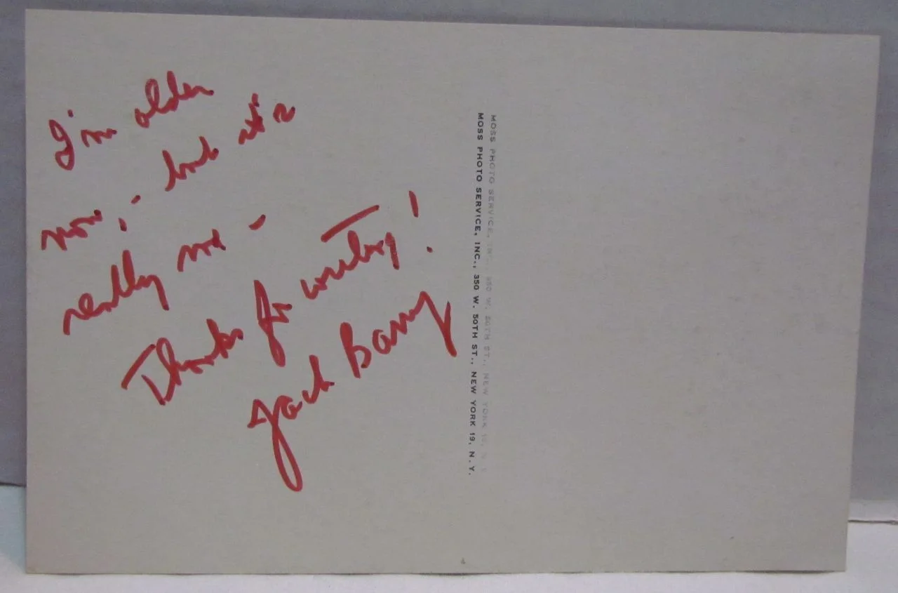 Jack Barry — Jack Barry Autographed Postcard, Winky Dink, Game Show Host, image 2