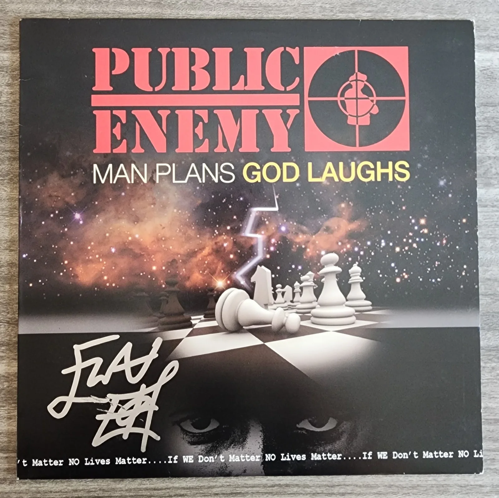 Flavor Flav Signed Public Enemy - Man Plans God Laughs Vinyl Record Rap RAD, image 2