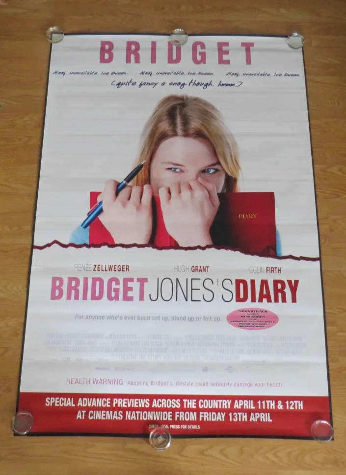 BRIDGET JONES'S DIARY ORIGINAL 2001 SUBWAY POSTER Renee Zellweger HUGE RARE, image 4