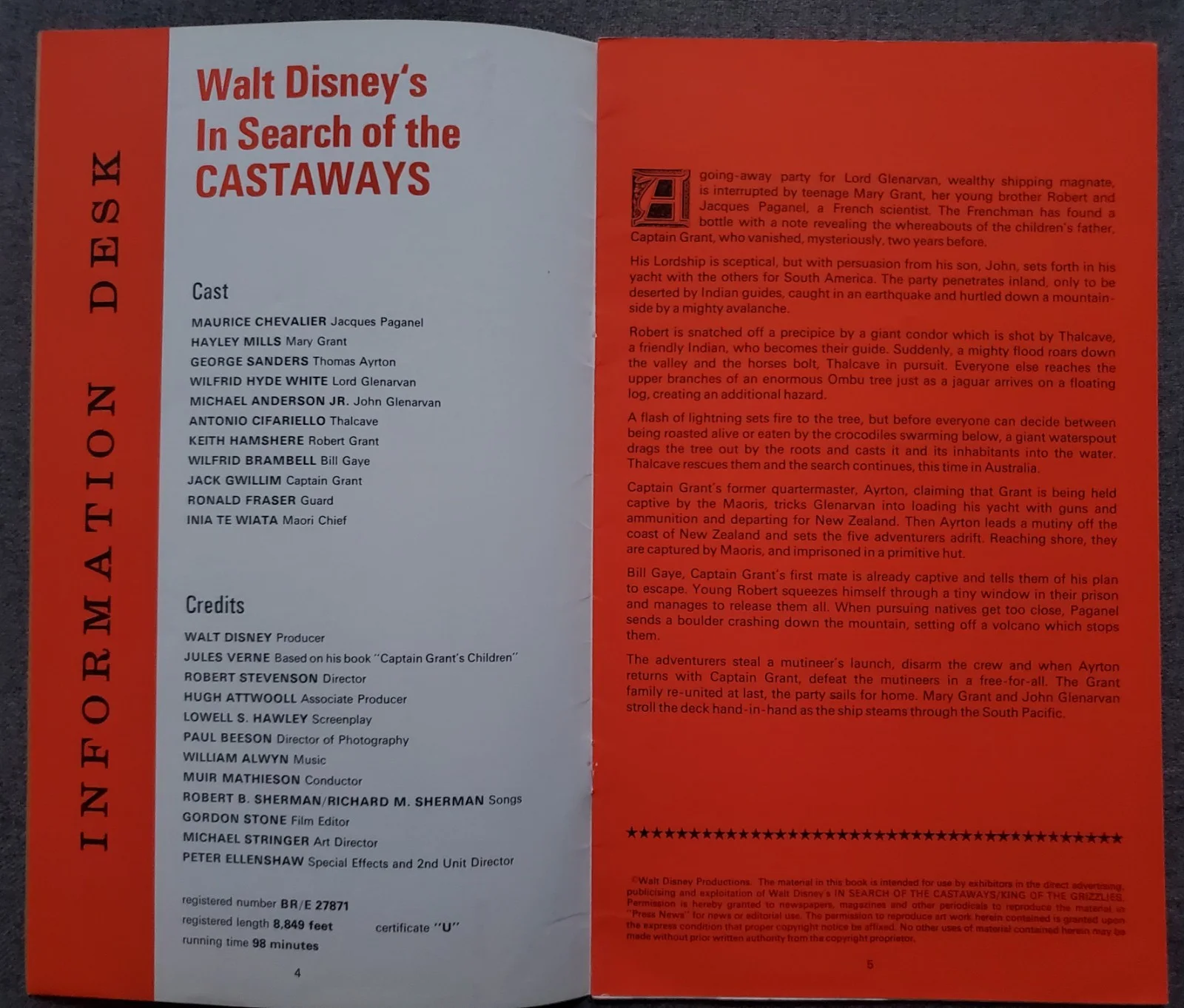 DISNEY - IN SEARCH OF THE CASTAWAYS / KING OF GRIZZLIES VINTAGE CAMPAIGN GUIDE, изображение 3