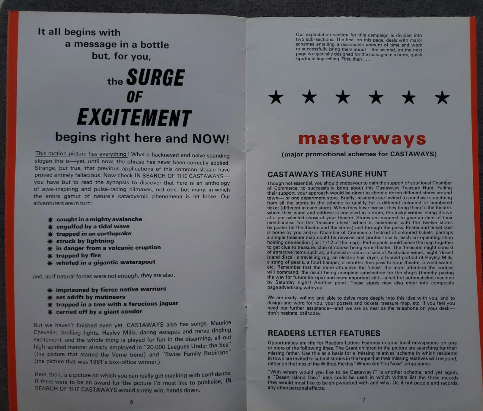 DISNEY - IN SEARCH OF THE CASTAWAYS / KING OF GRIZZLIES VINTAGE CAMPAIGN GUIDE, изображение 4