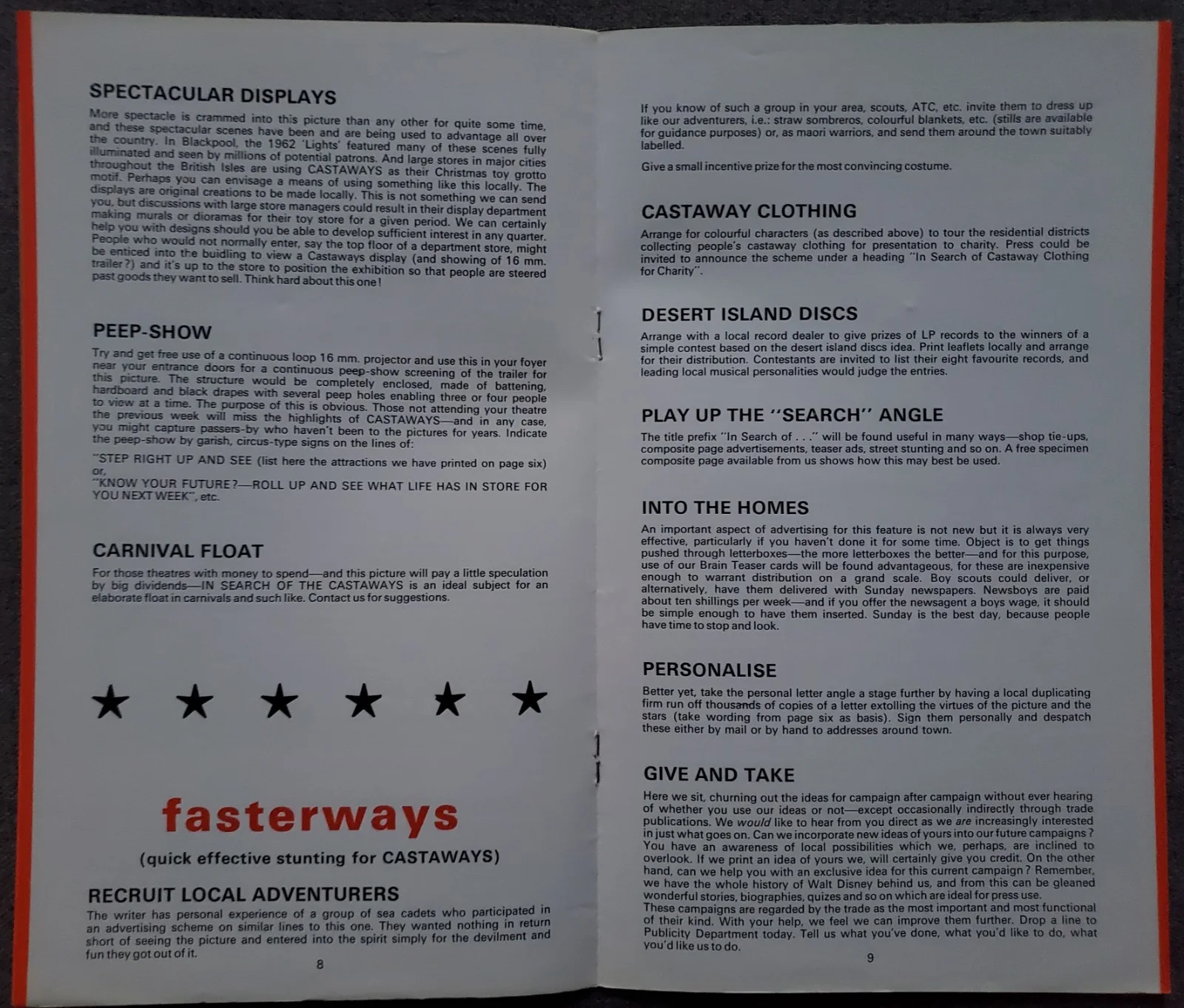 DISNEY - IN SEARCH OF THE CASTAWAYS / KING OF GRIZZLIES VINTAGE CAMPAIGN GUIDE, изображение 5