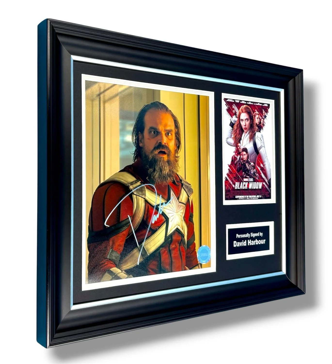 David Harbour Signed Photo Framed & SWAU COA Black Widow Poster Autograph Auto, изображение 2