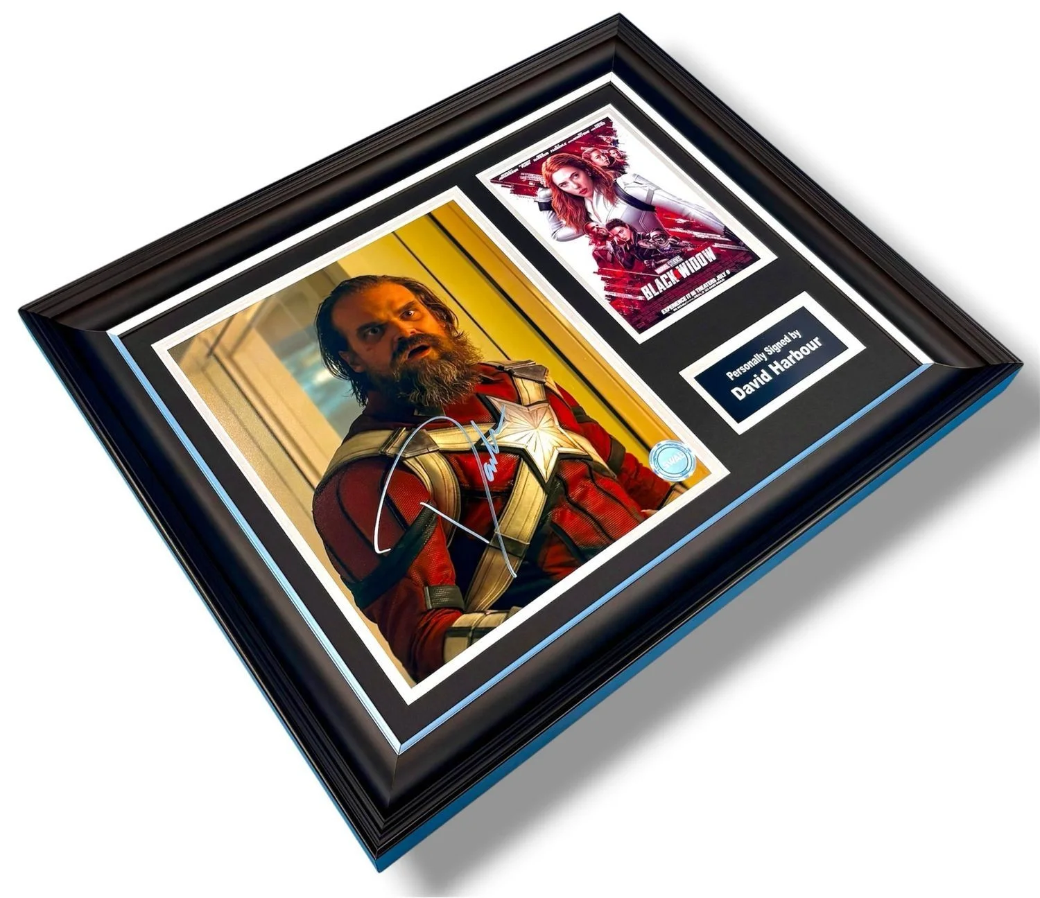 David Harbour Signed Photo Framed & SWAU COA Black Widow Poster Autograph Auto, изображение 3