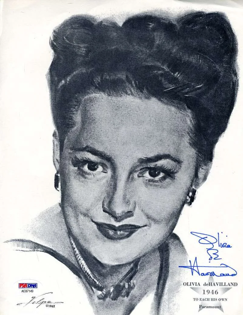OLIVIA DE HAVILLAND — Olivia De Havilland Psa Dna Coa Autograph 8x10 Photo Hand Signed