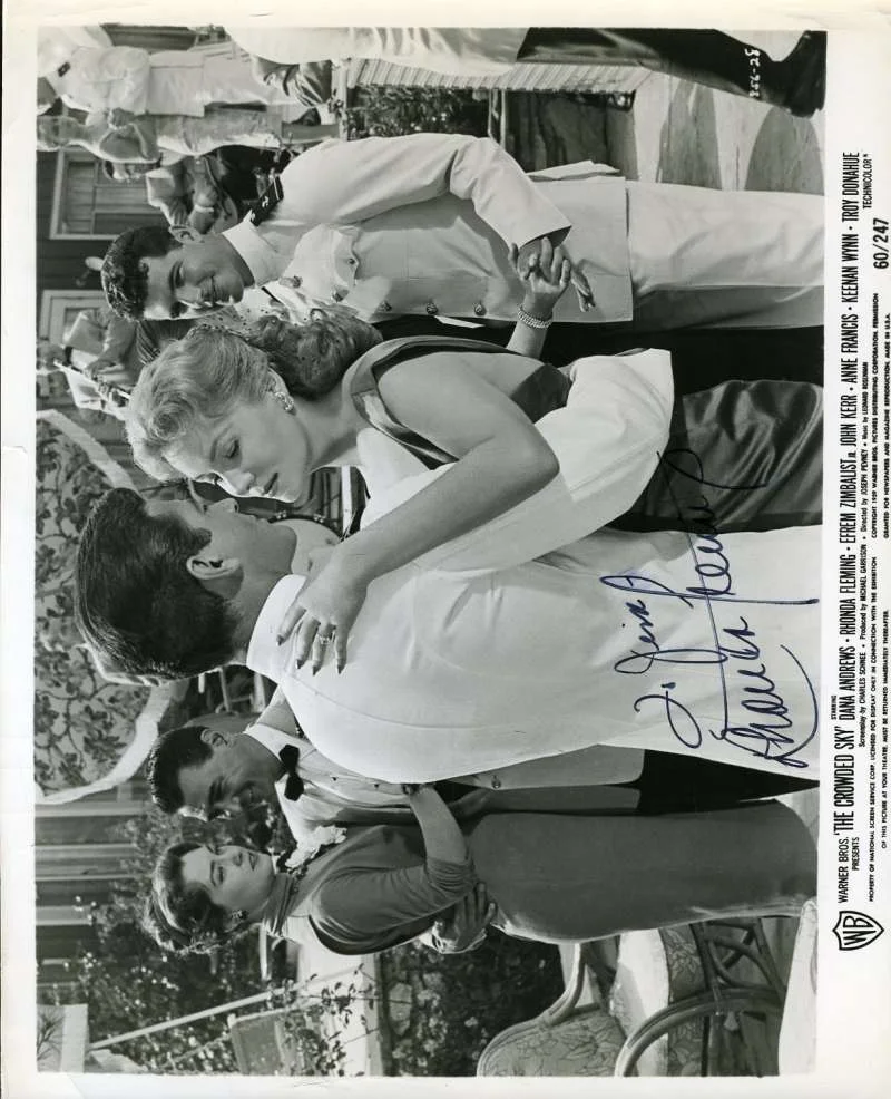 RHONDA FLEMING — Rhonda Fleming Psa Dna Coa Hand Signed Crowded Sky 8x10 Photo Autograph