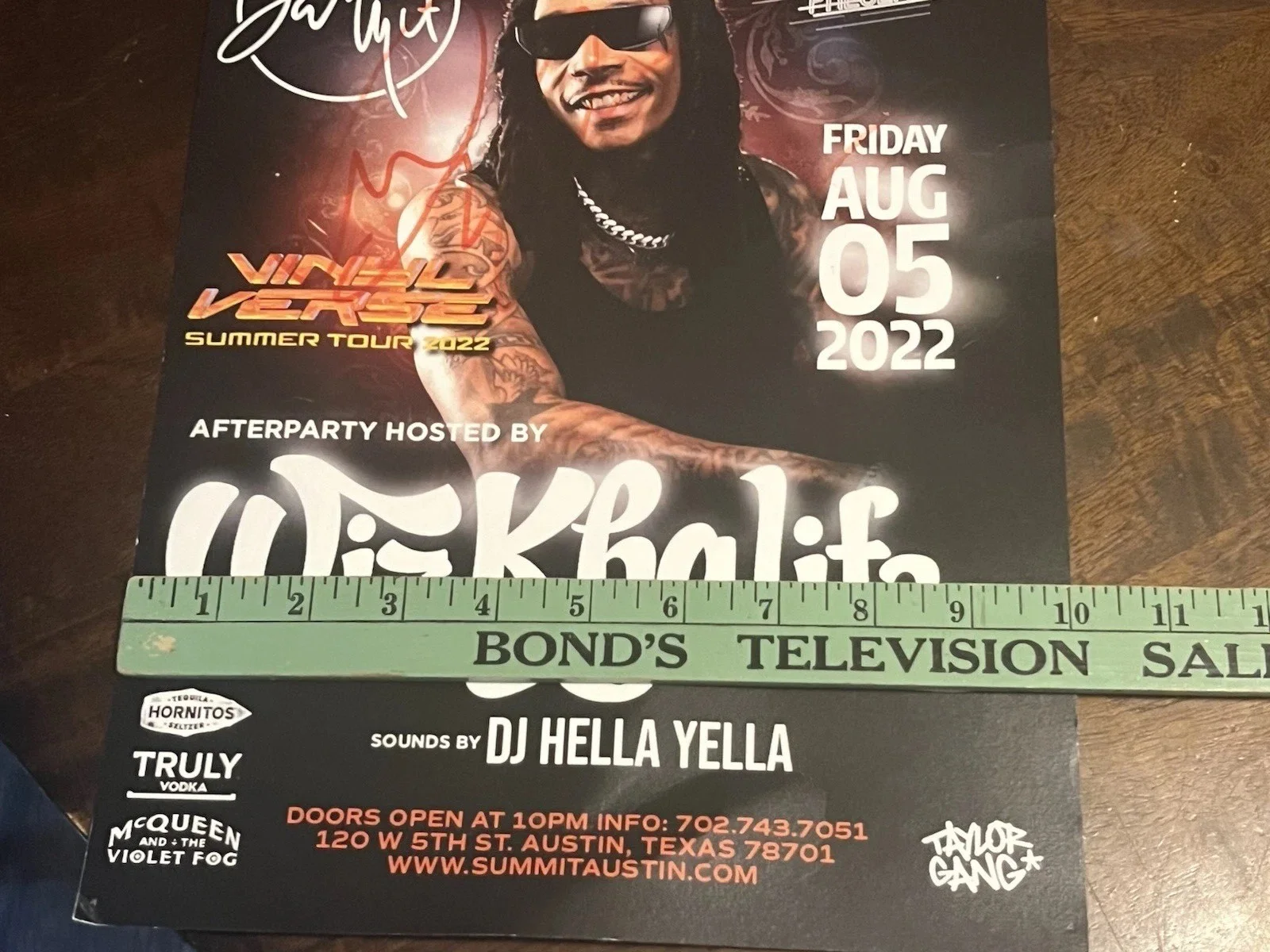 Wiz Khalifa SIGNED Gig Poster Austin 2022 Autograph 13” X 10”, изображение 5