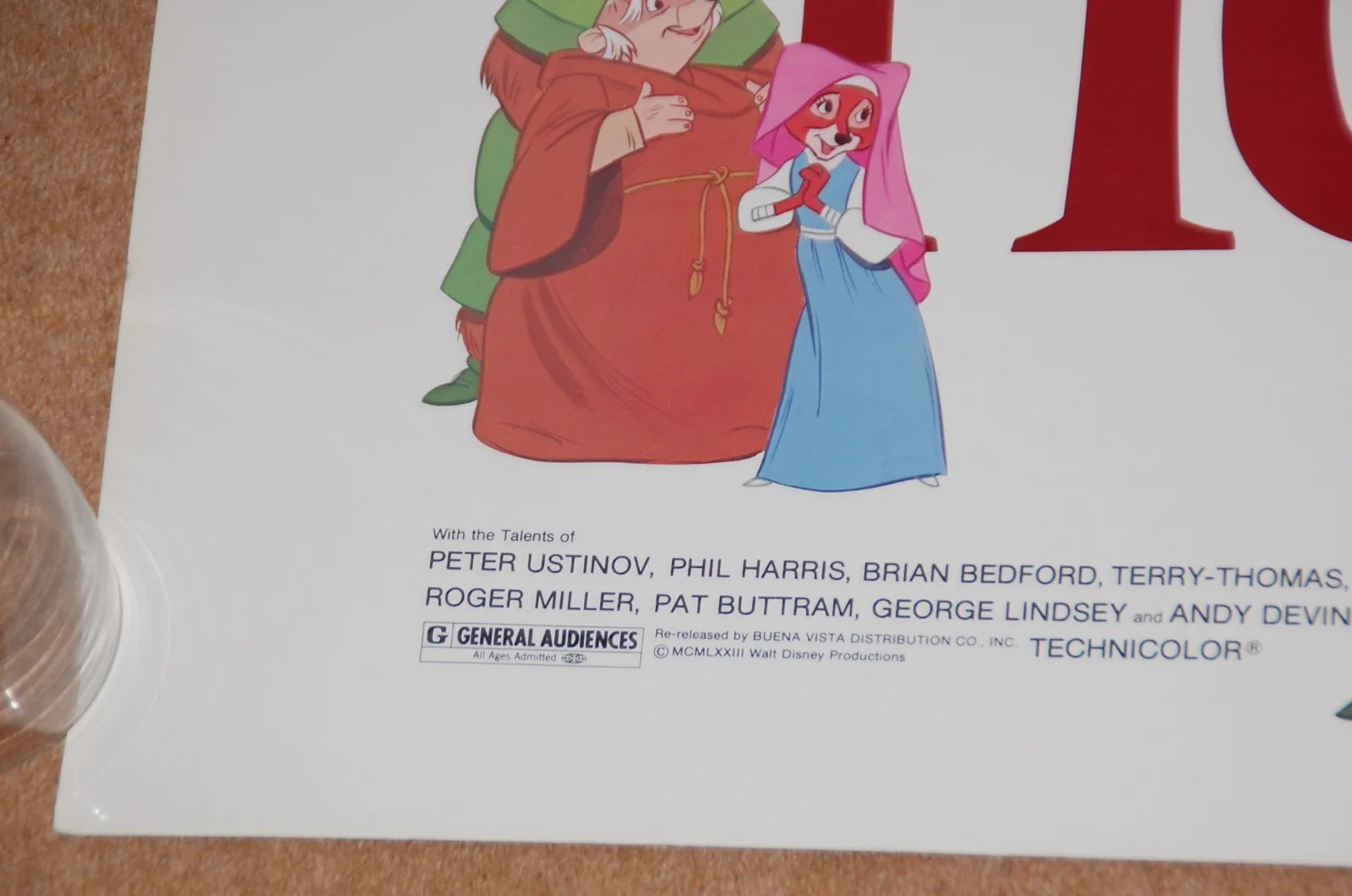 WALT DISNEY'S ROBIN HOOD (1973) - ORIG. 1982 RR US HALF-SHEET POSTER - FINE COND, изображение 4