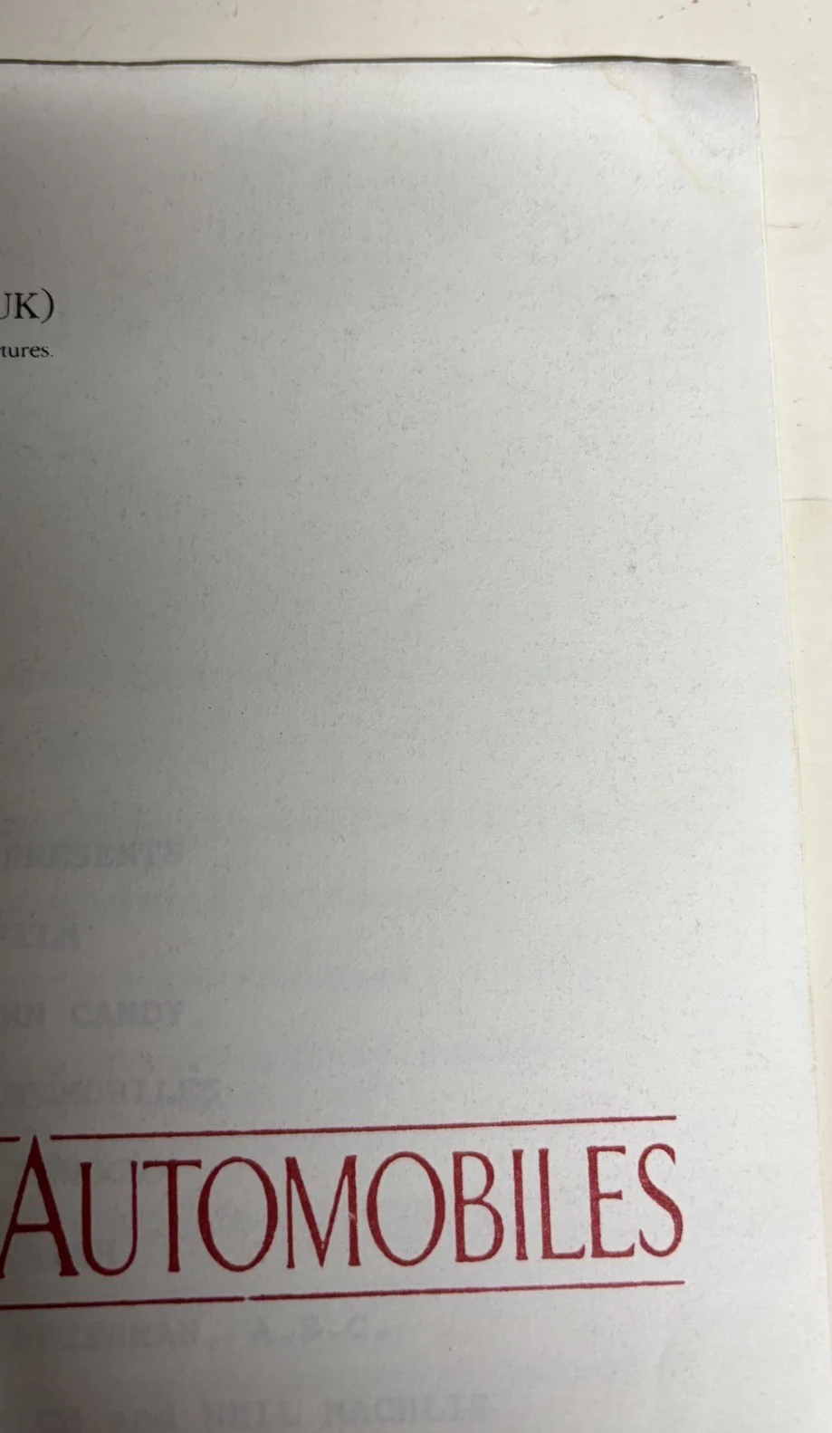 Planes Trains and Automobiles - Original Movie Production Notes (UK), изображение 5