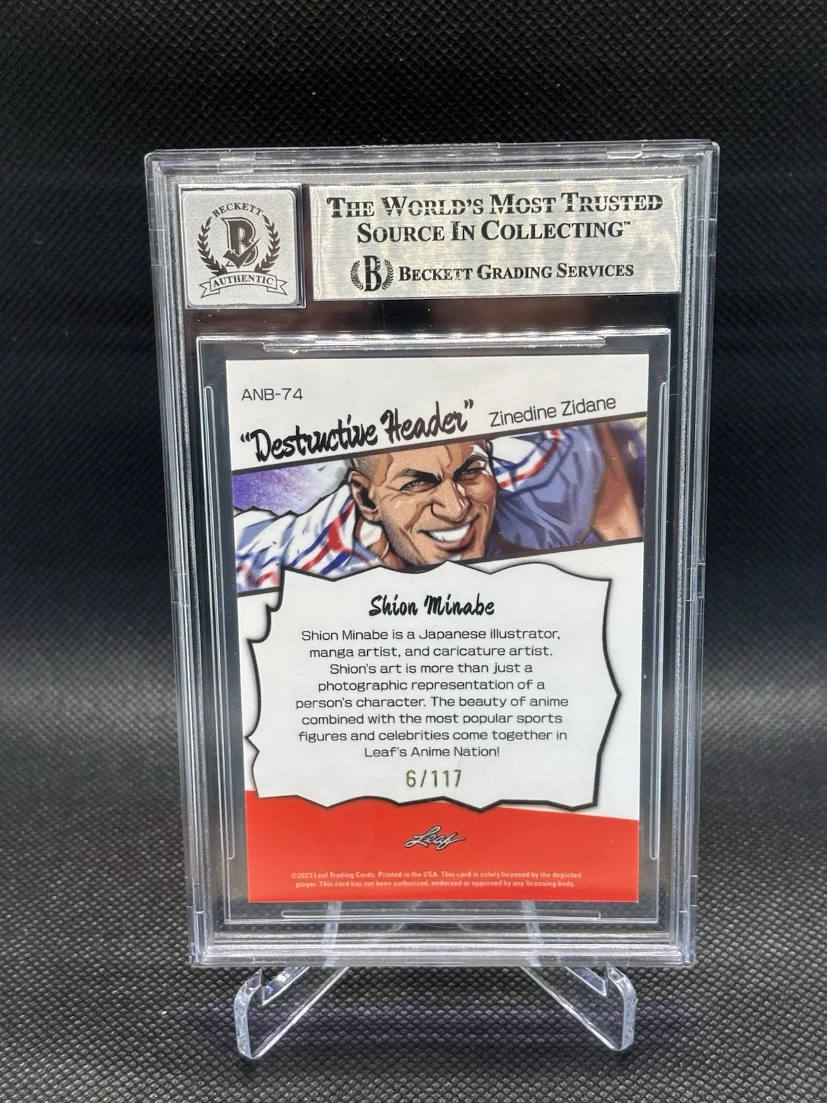ZINEDINE ZIDANE — ZINEDINE ZIDANE SIGNED 2023 LEAF ANIME NATION CARD AUTO 10 BECKETT, image 2
