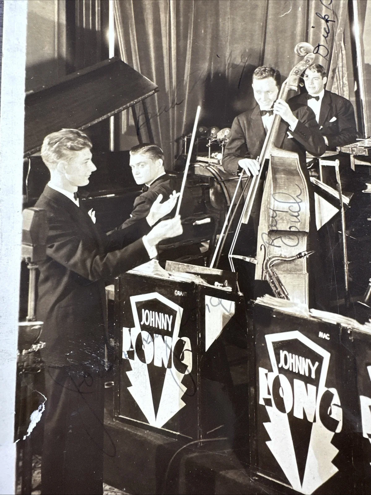 Vintage Johnny Long Orchestra Band 8" x 10” Photo Signed By All 11 Members, image 4