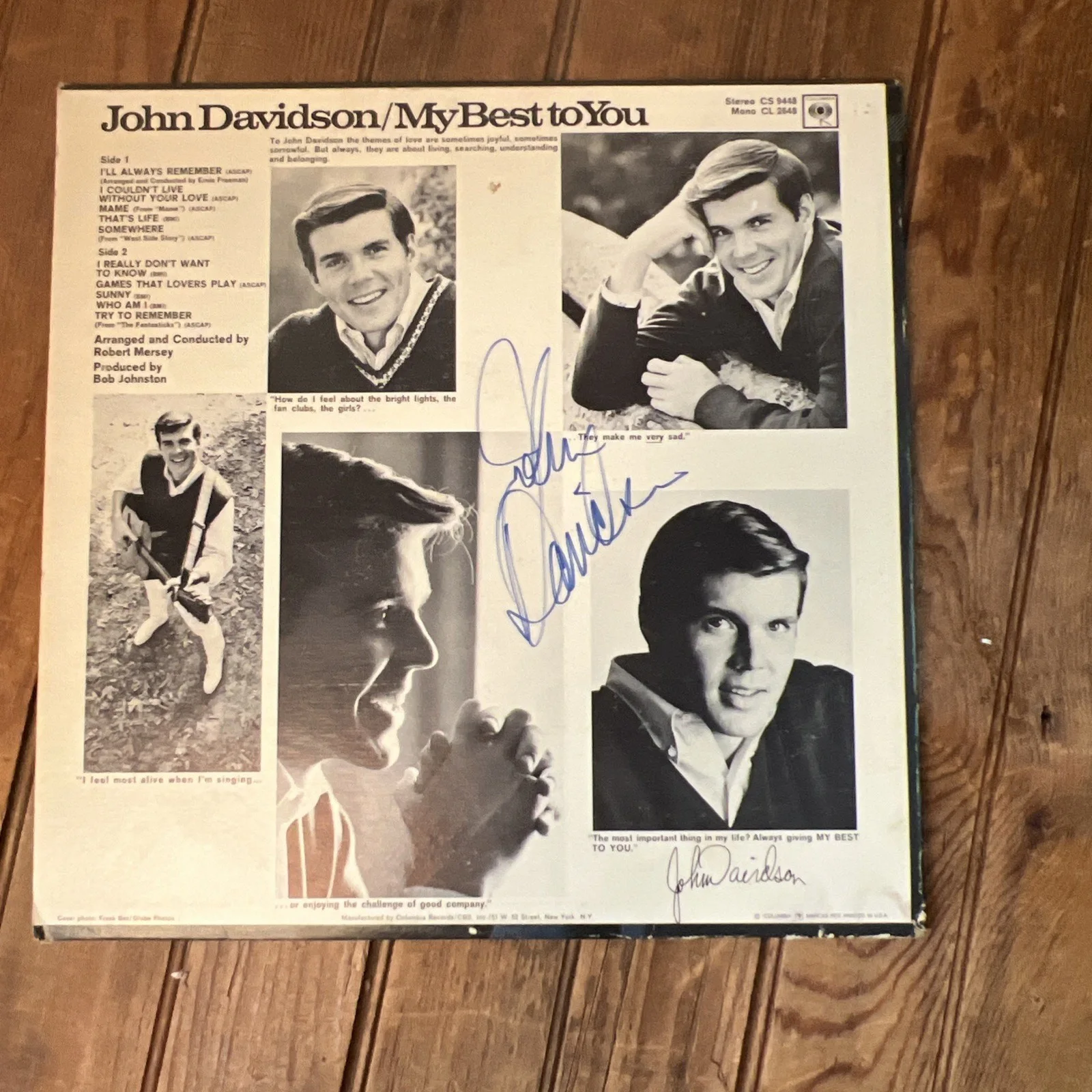 JOHN DAVIDSON My best to you lp AUTOGRAPHED, image 2