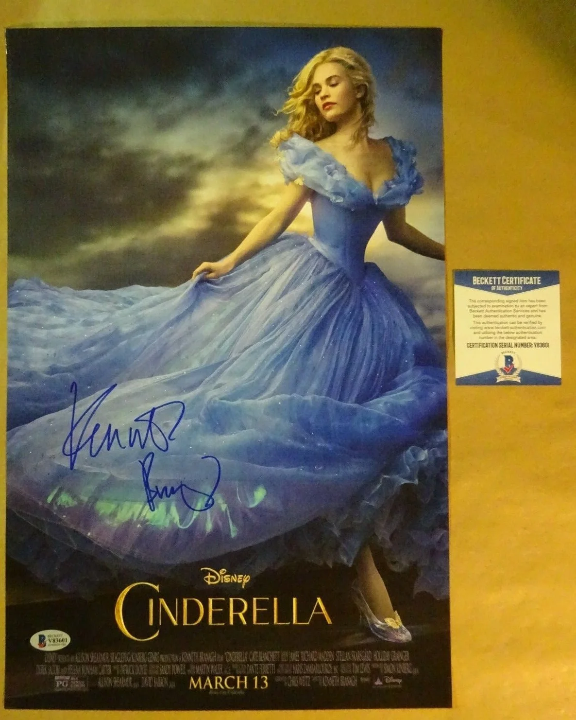 Kenneth Branagh — Signed KENNETH BRANAGH Autographed Disney CINDERELLA 11"x17" Photo BECKETT COA