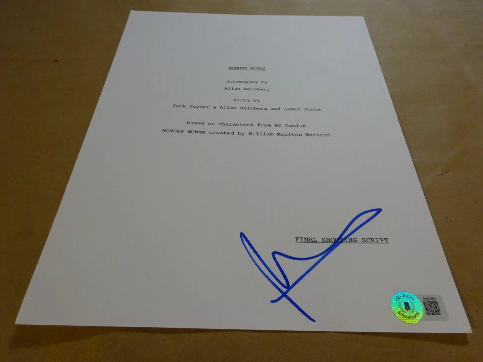 Patty Jenkins — Autographed Patty Jenkins Signed Wonder Woman Script Cover Beckett BAS COA, изображение 2