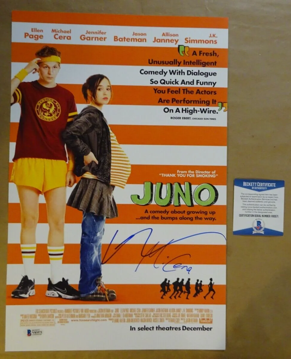Michael Cera & Ellen Page — Signed Michael Cera & Ellen Page Autographed Juno Photo 11"x17" Beckett BAS COA