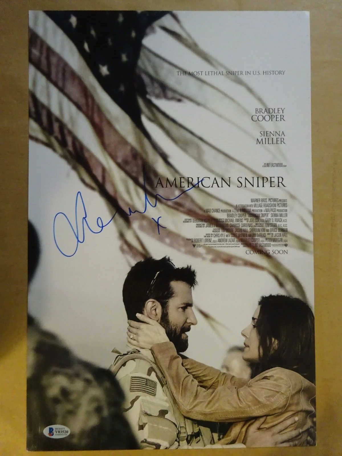 Sienna Miller — Signed Sienna Miller Autographed American Sniper Photo 11"x17" Beckett BAS COA, image 2