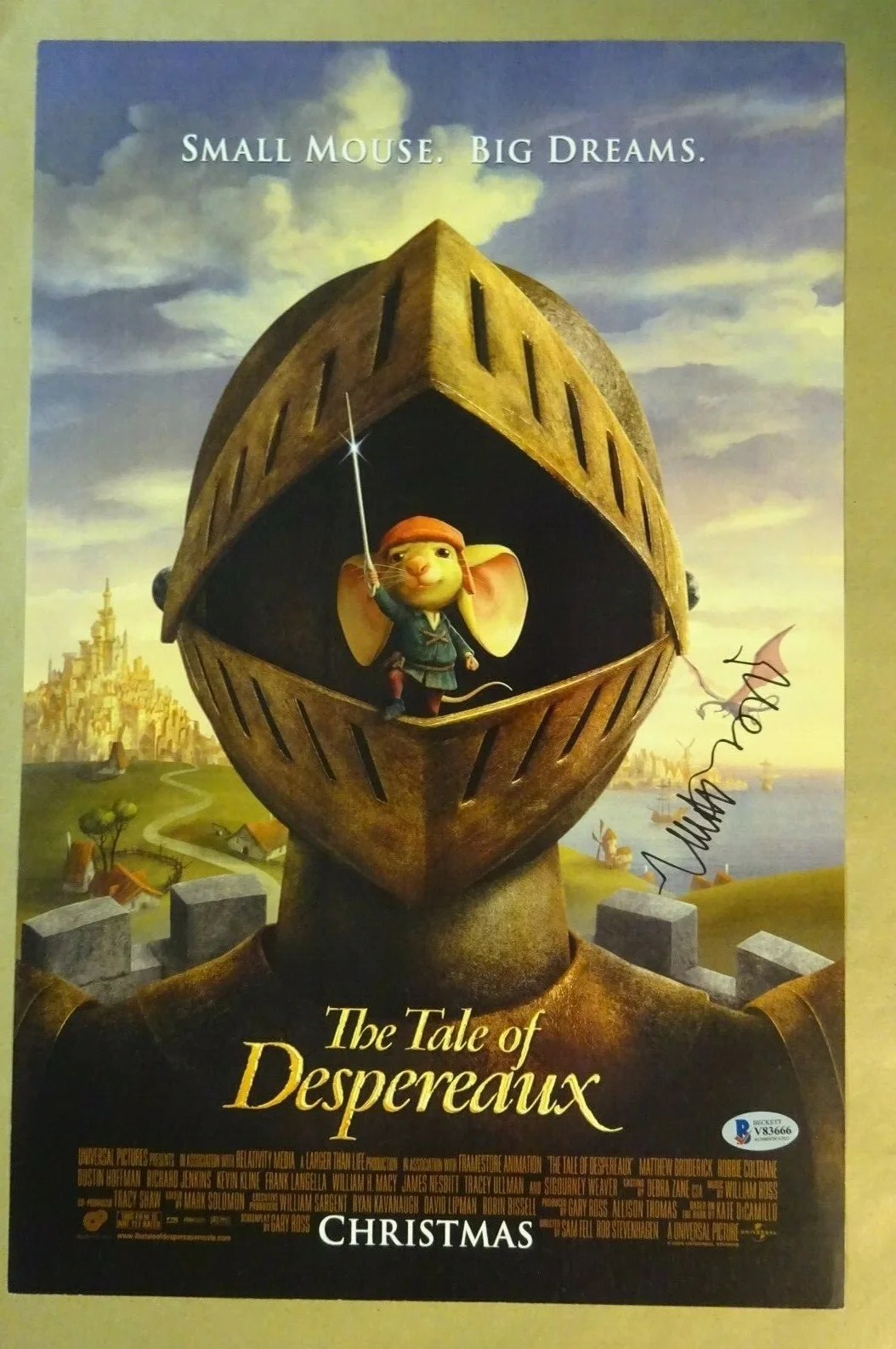 Matthew Broderick — Signed MATTHEW BRODERICK - The Tale Of Despereaux 11"x17" Photo BECKETT BAS COA, изображение 2
