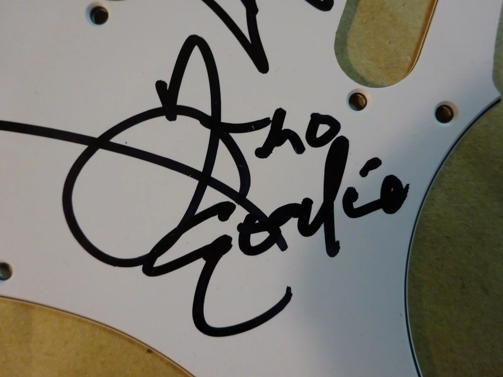 Autographed GOODIE MOB Signed Stratocaster Pick Guard Green Khujo T-Mo Big Gipp, изображение 3