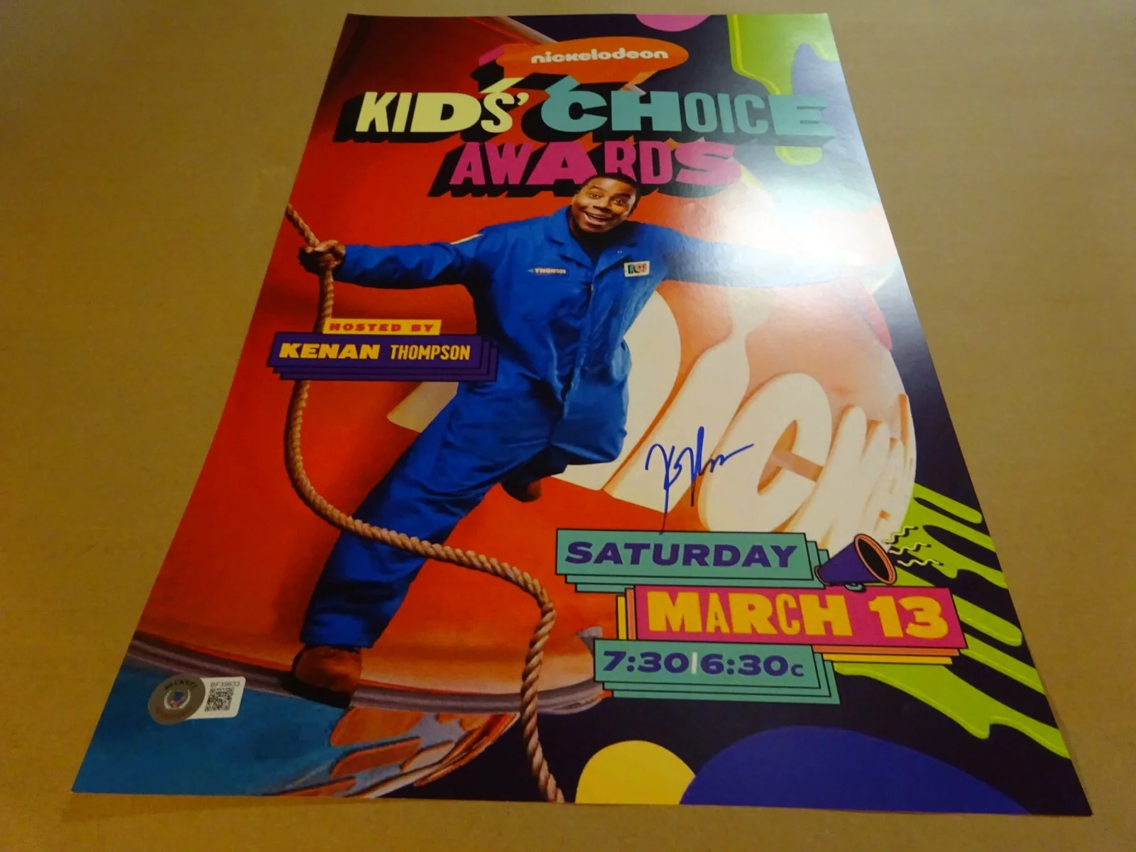 Kenan Thompson — Signed KENAN THOMPSON Nickelodeon Kids Choice Awards 11"x17" Photo BAS COA, изображение 2