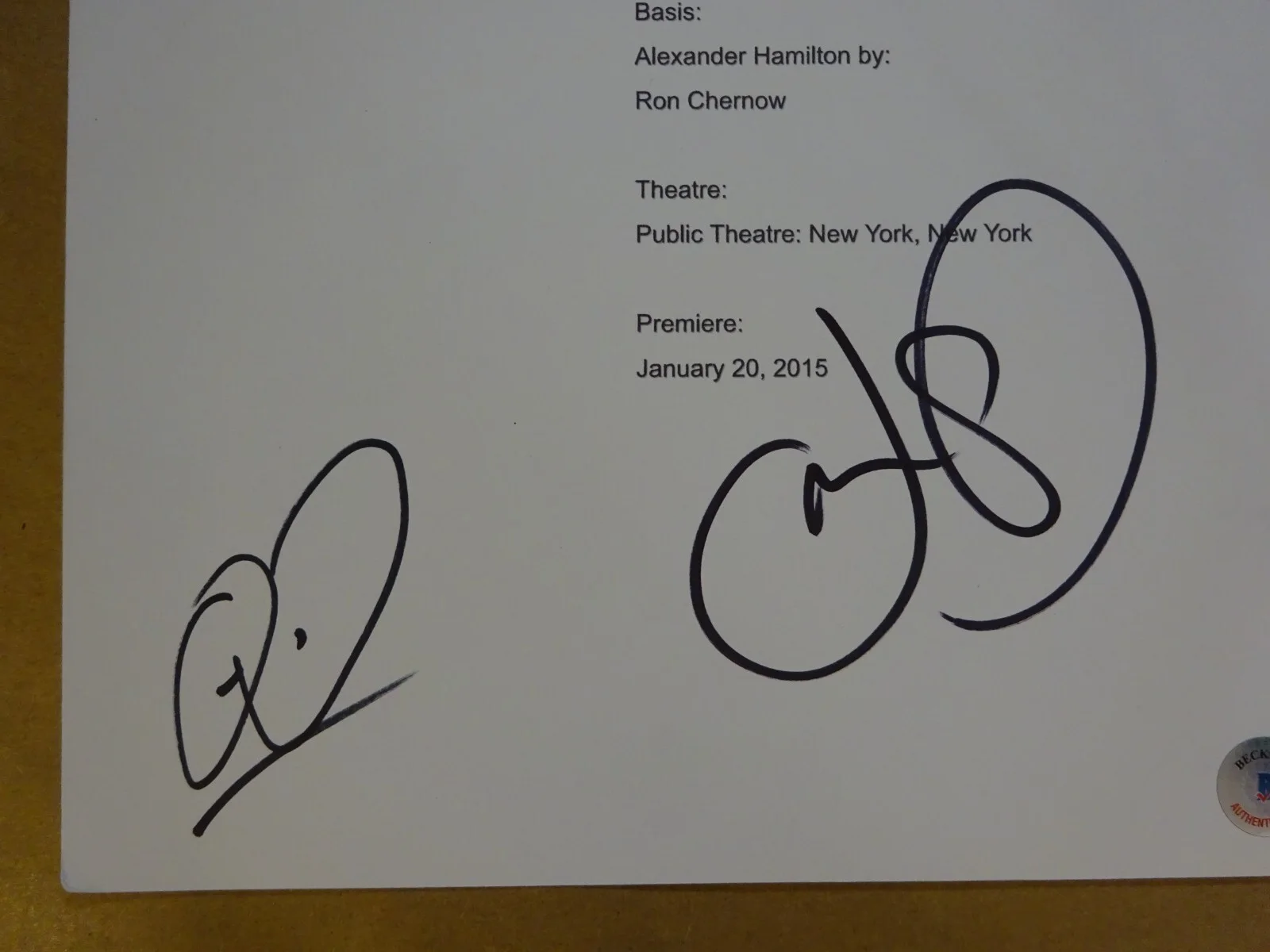 Leslie Odom Jr, Okieriete Onaodowan — Autographed Leslie Odom Jr & Okieriete Onaodowan - Hamilton Script Cover BAS COA, image 3