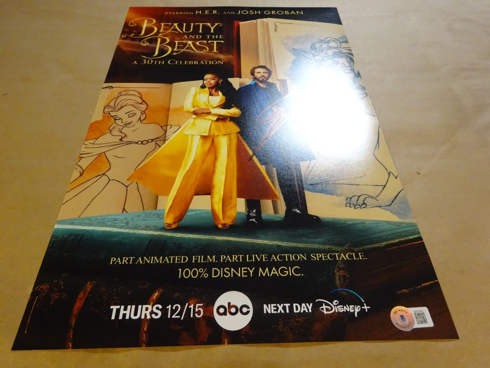 Signed Josh Groban Autographed 11x17 Beauty and the Beast Photo Beckett BAS COA, изображение 2