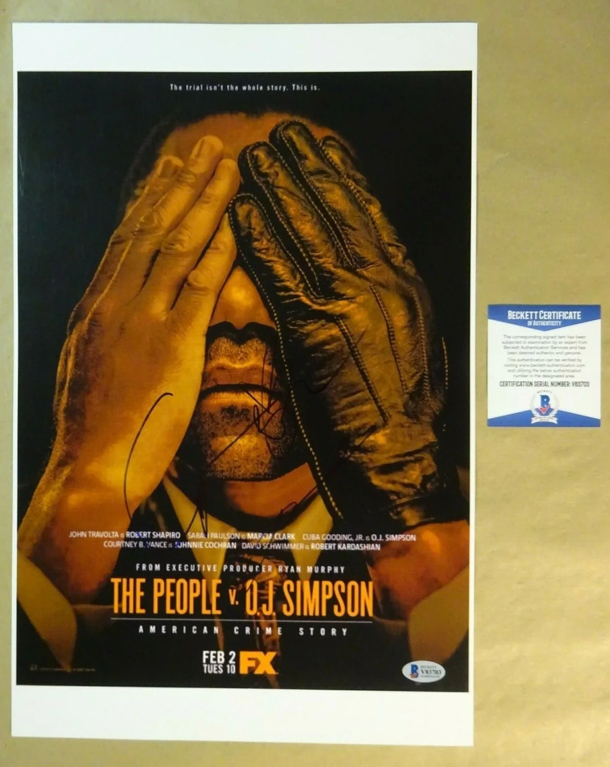 John Travolta & Courtney Vance — Signed JOHN TRAVOLTA COURTNEY VANCE The People V OJ Simpson 11x17 BECKETT COA