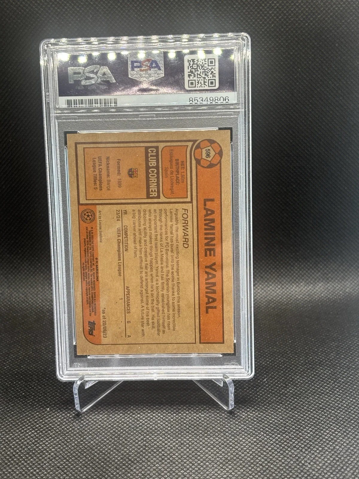 LAMINE YAMAL — LAMINE YAMAL SIGNED 2023 TOPPS LIVING SET CARD PSA DNA GEM MINT 10, image 2