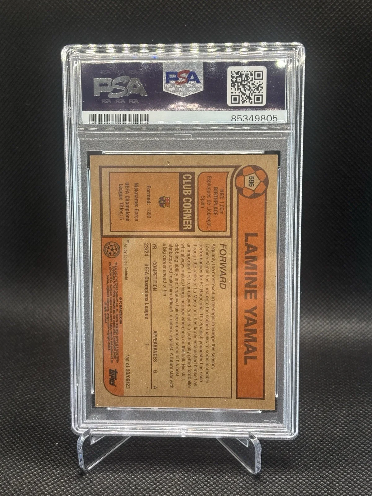 LAMINE YAMAL — LAMINE YAMAL SIGNED 2023 TOPPS LIVING SET CARD PSA DNA GEM MINT 10, image 2