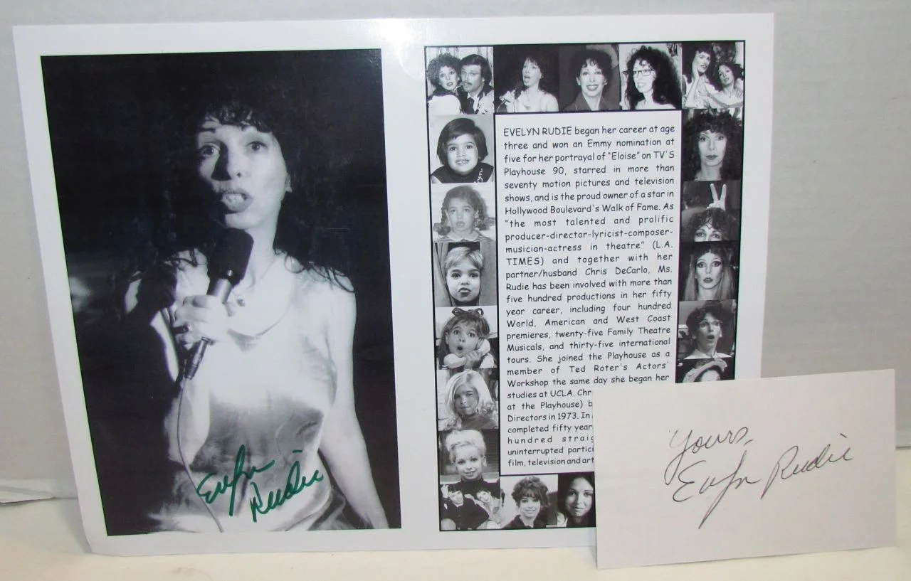 Evelyn Rudie — Evelyn Rudie Autographed Photo & Index Card, TV, Movie & Theater Actress